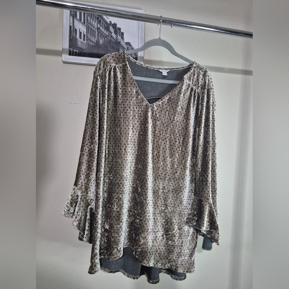 Cato Black and Cream Patterned Blouse